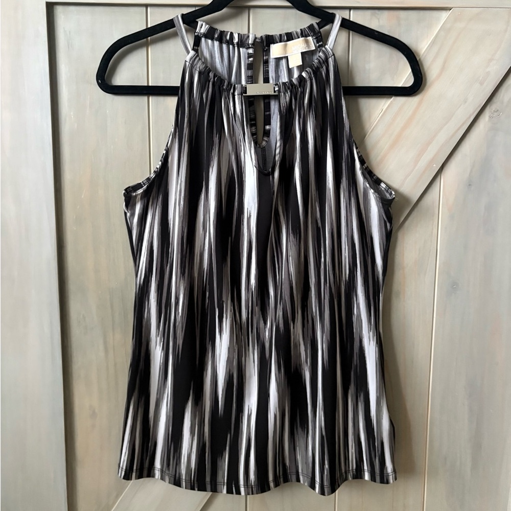 Michael Kors Black, Gray and White Sleeveless Top